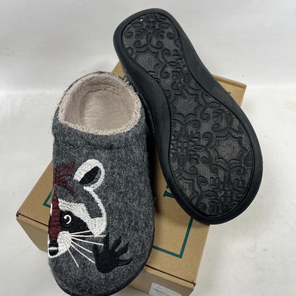 LL BEAN Slippers Womens 6 Medium B Daybreak Scuffs Motif Raccoon Mule Gray - Picture 3 of 12